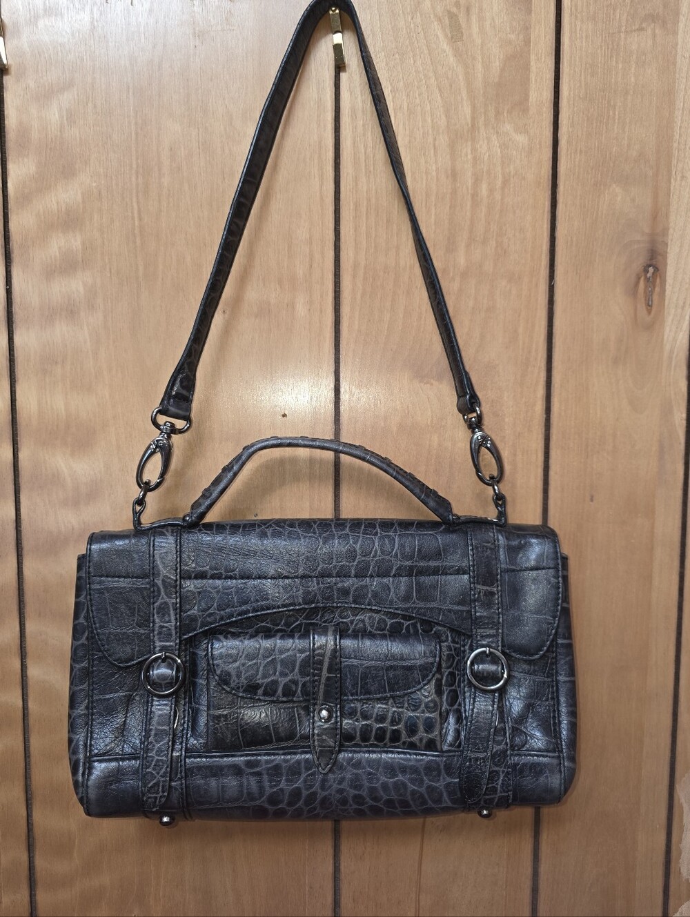 Via Spiga 100% Leather Croc-Embossed Satchel.